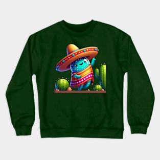 Cute Dabbing Mexican Poncho Sombrero Cinco de Mayo With Dancing Cacti Crewneck Sweatshirt